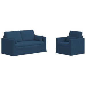 vidaXL Ensemble de Canap&eacute;s 2 pc Bleu tissu
