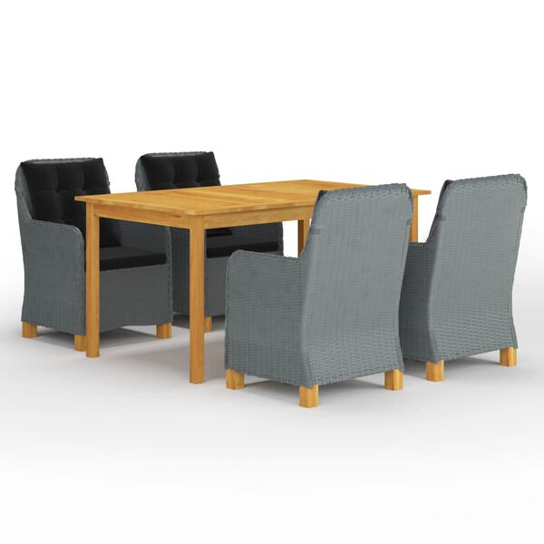 vidaXL Ensemble &agrave; manger de jardin 5 pcs Gris clair
