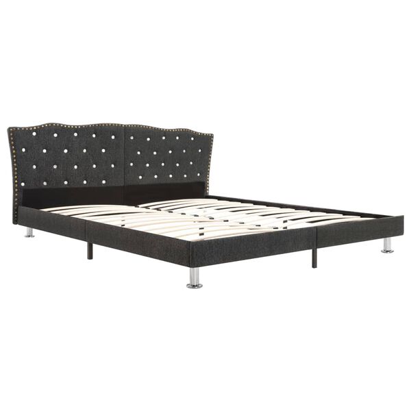 vidaXL Lit avec matelas Gris fonc&eacute; Tissu 160x200 cm