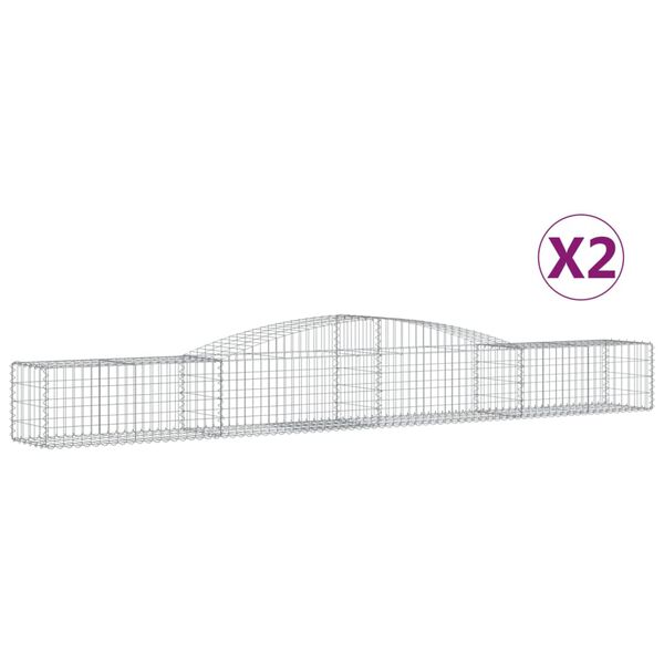 vidaXL Paniers à gabions arqués 2 pcs 400x50x40/60 cm Fer galvanisé