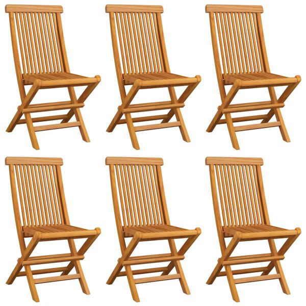 vidaXL Chaises de jardin et coussins taupe lot de 6 Bois teck massif