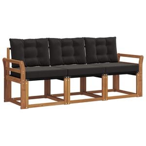 vidaXL Ensemble de canap&eacute;s d'ext&eacute;rieur 3 pcs Naturel et Noir
