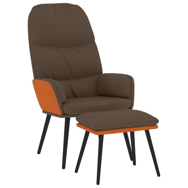 vidaXL Chaise de relaxation avec tabouret Marron Tissu