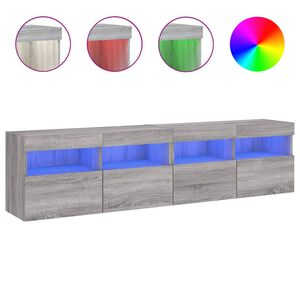 vidaXL Meubles TV muraux et lumi&egrave;res LED 2pcs sonoma gris 80x30x40 cm