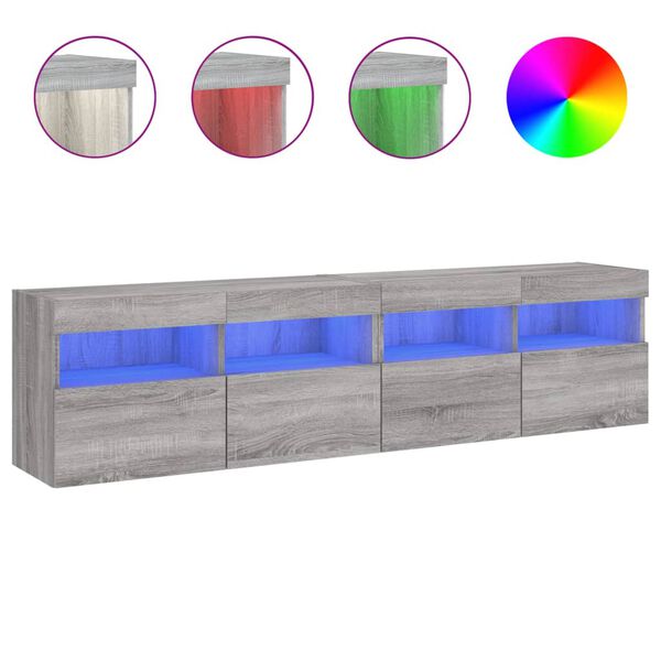 vidaXL Meubles TV muraux et lumi&egrave;res LED 2pcs sonoma gris 80x30x40 cm