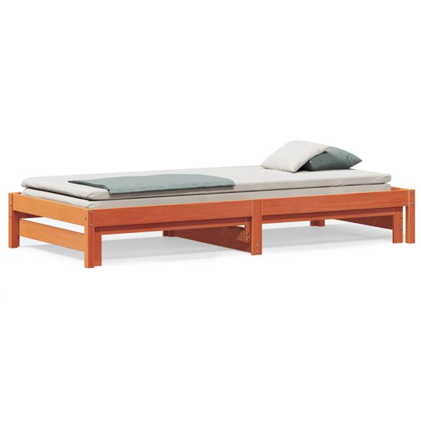vidaXL Lit de jour et lit gigogne sans matelas cire marron 90x190 cm