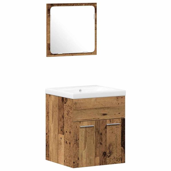 vidaXL Ensemble de mobilier de salle de bain 3 pcs Bois Ancien