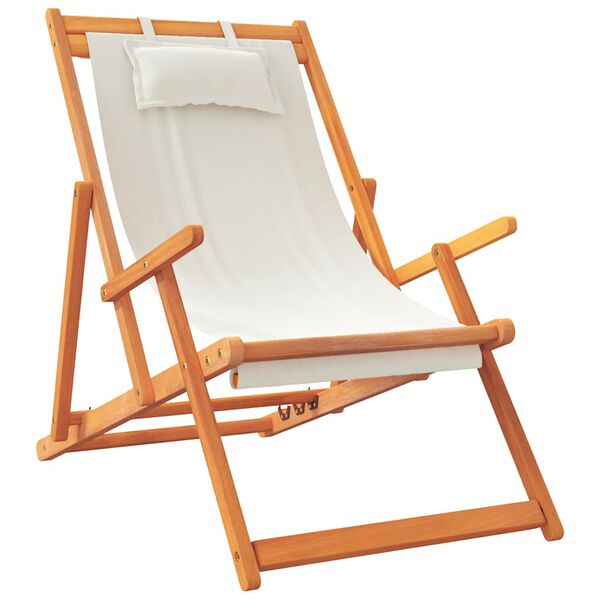 vidaXL Chaises de plage pliables lot de 2 crème tissu