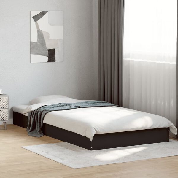 vidaXL Cadre de lit sans matelas noir 100x200 cm bois d'ingénierie