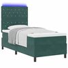 vidaXL Lit &agrave; ressort LED avec matelas Vert fonc&eacute; 90 x 190 cm tissu
