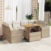 vidaXL Salon de jardin avec coussins 7 pcs beige r&eacute;sine tress&eacute;e