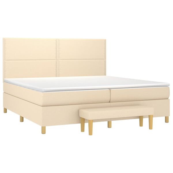vidaXL Sommier &agrave; lattes de lit avec matelas Cr&egrave;me 200x200 cm Tissu