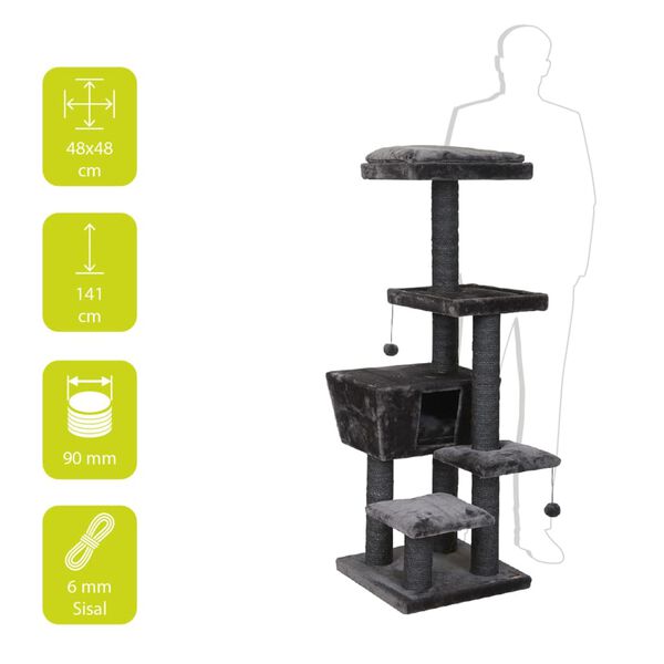 Ebi Arbre à chat North Dakota 48x48x141 cm Gris