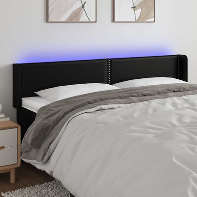 vidaXL Tête de lit à LED Noir 163x16x78/88 cm Similicuir