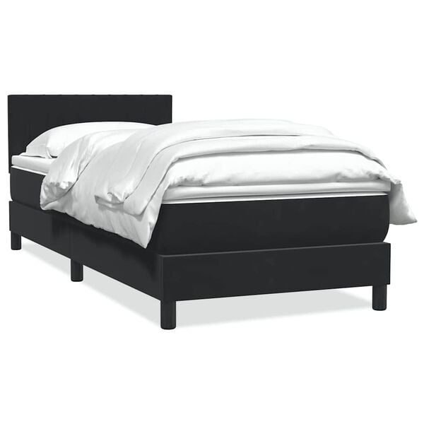 vidaXL Sommier &agrave; lattes de lit avec matelas noir 90x210 cm velours
