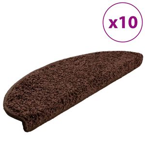vidaXL Tapis d'escalier 10 pi&egrave;ces 65 x 21 x 4 cm Marron Demi-rond Grand