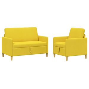 vidaXL Canap&eacute; avec rangement 2 pc Jaune clair Polyester
