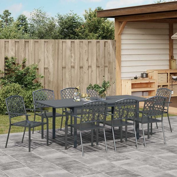 vidaXL Ensemble de salle à manger pour jardin 9 pcs Anthracite Acier