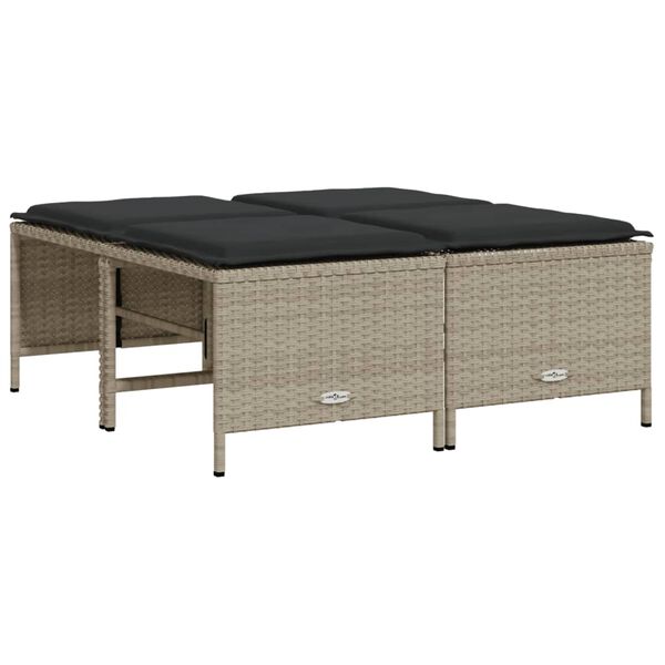 vidaXL Salon de jardin 5 pcs avec coussins gris clair r&eacute;sine tress&eacute;e