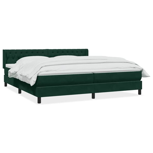 vidaXL Sommier &agrave; lattes de lit et matelas vert fonc&eacute; 180x210cm velours