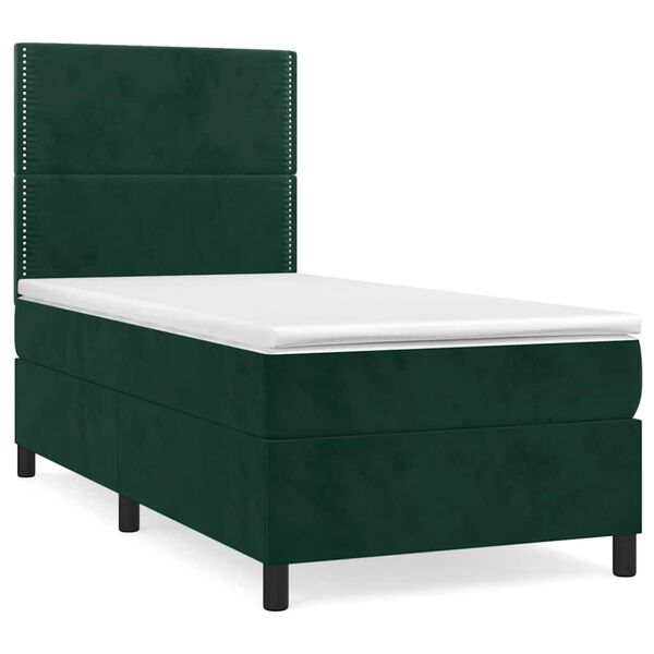 vidaXL Sommier &agrave; lattes de lit avec matelas Vert fonc&eacute; 90x190 cm
