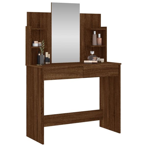 vidaXL Coiffeuse avec miroir ch&ecirc;ne marron 96x39x142 cm