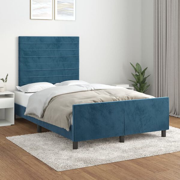 vidaXL Cadre de lit sans matelas bleu fonc&eacute; 120x200 cm velours