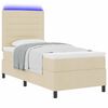 vidaXL Lit &agrave; ressorts avec matelas avec LED Cr&egrave;me 90 x 200 cm tissu