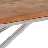 vidaXL Table basse argent&eacute; acier inoxydable et bois massif d'acacia
