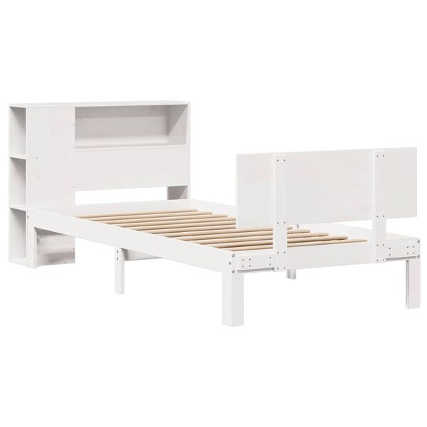 vidaXL Lit biblioth&egrave;que sans matelas blanc 75x190cm bois de pin massif