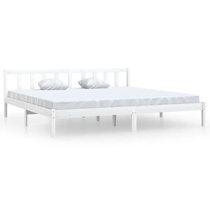 vidaXL Cadre de lit sans matelas blanc bois massif