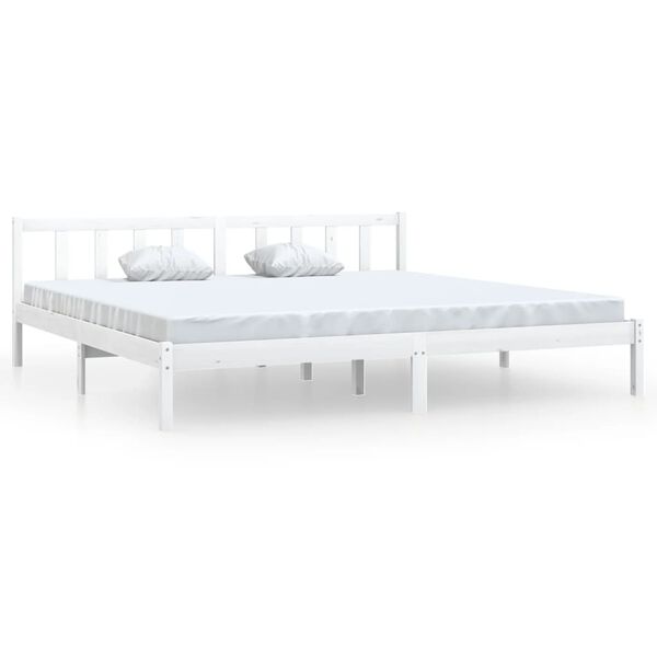 vidaXL Cadre de lit sans matelas blanc bois massif