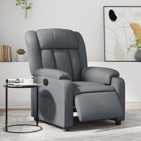 vidaXL Fauteuil inclinable &eacute;lectrique Gris Similicuir