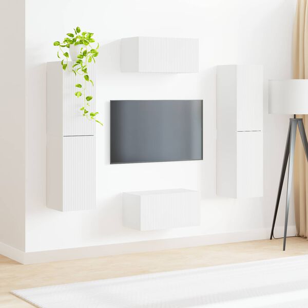 vidaXL Ensemble meuble TV 6 pcs Blanc Bois d'ing&eacute;nierie