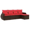 vidaXL Ensemble de canap&eacute; de jardin 5 pcs avec coussins marron r&eacute;sine tress&eacute;e