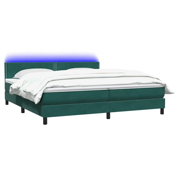 vidaXL Sommier &agrave; lattes de lit et matelas et LED vert fonc&eacute; 180x220cm velours