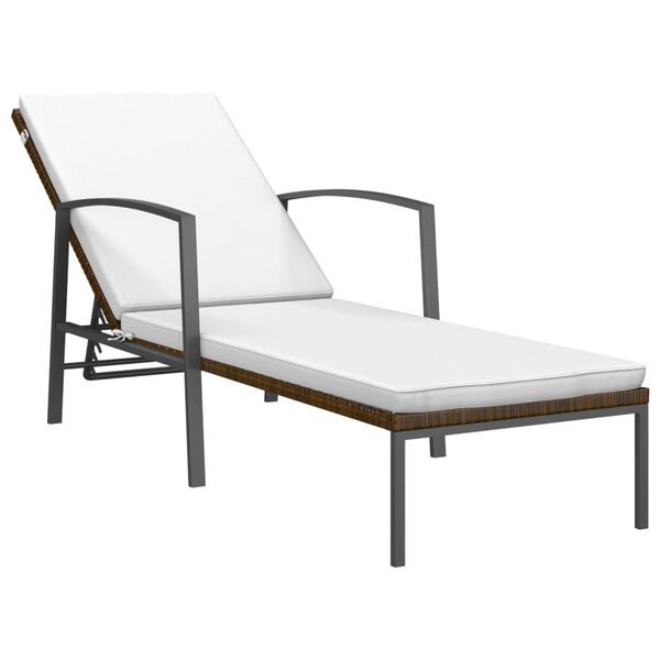 vidaXL Chaises longues lot de 2 avec table r&eacute;sine tress&eacute;e marron