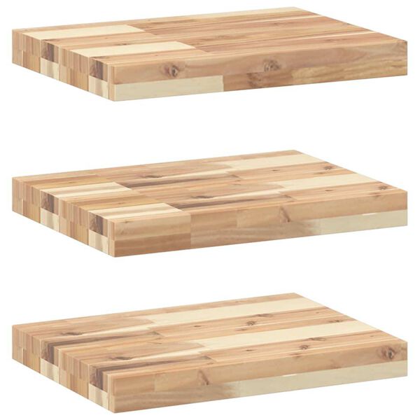 vidaXL &Eacute;tag&egrave;res flottantes 3 pcs 40x30x4 cm acacia massif non trait&eacute;