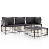 vidaXL Salon de jardin 4 pcs avec coussins anthracite r&eacute;sine tress&eacute;e