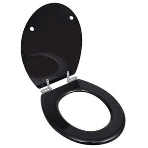 vidaXL Si&egrave;ge de toilette MDF Couvercle &agrave; fermeture en douceur Noir