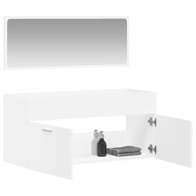 vidaXL Armoire de salle de bain avec miroir blanc bois d'ingénierie
