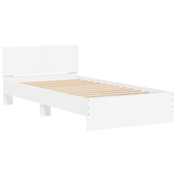 vidaXL Cadre de lit sans matelas avec tête de lit blanc 100x200 cm