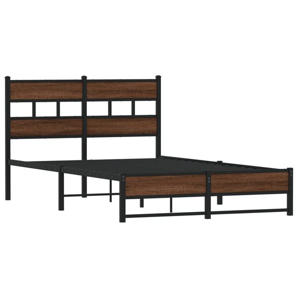 vidaXL Cadre de lit en métal sans matelas chêne marron 120x190 cm