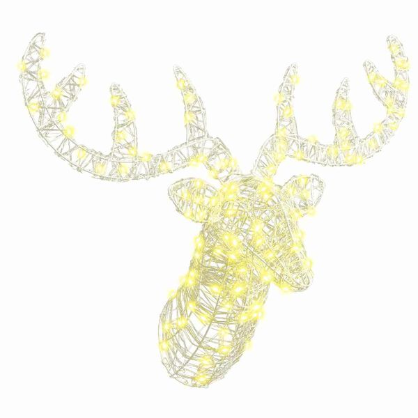 vidaXL T&ecirc;te de Renne avec 140 LED Blanc chaud 60 cm Acrylique