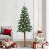 vidaXL Sapin de No&euml;l mince Vert 210 cm PVC et bois de pin massif