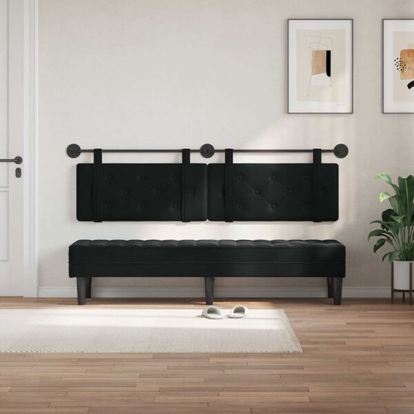 vidaXL T&ecirc;te de lit suspendue Noir 190 x 55 x 5 cm Velours