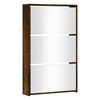 vidaXL Armoire à chaussures miroir 3 niveaux Chêne fumé 63x17x102,5 cm