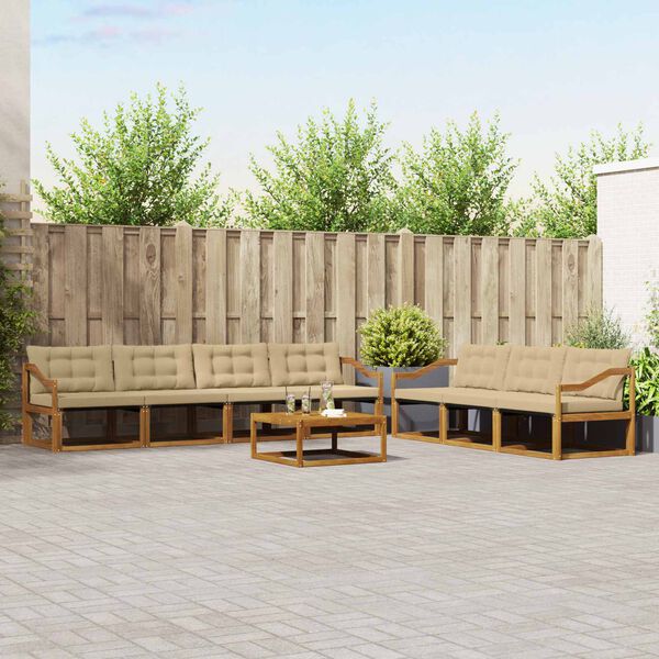 vidaXL Ensemble de canap&eacute;s d'ext&eacute;rieur 8 pcs Naturel et Beige