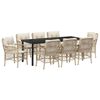 vidaXL Ensemble de salle &agrave; manger pour jardin 9 pc Beige polyrotin