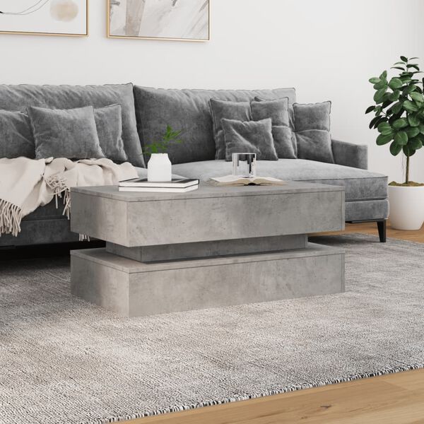 vidaXL Table basse avec lumières LED gris béton 90x50x40 cm